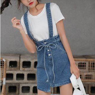 Denim Mini Suspender Skirt