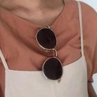 Round Sunglasses With Case Black - One Size