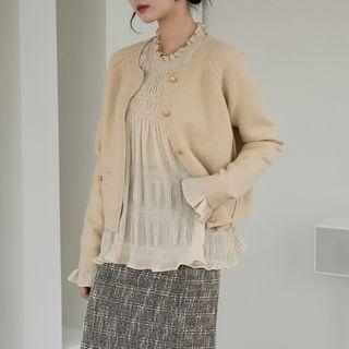 Raglan Metallic-button Cardigan
