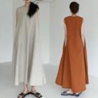 Sleeveless Maxi A-line Linen Blend Dress
