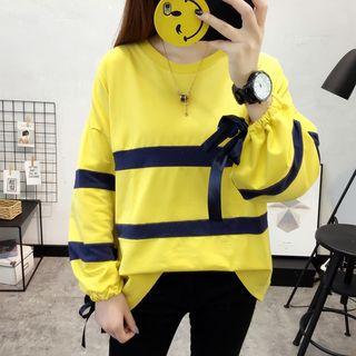 Color Block Tie Cuff Pullover