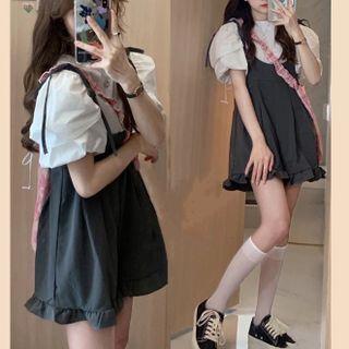 Suspender Shorts / Short-sleeve Blouse