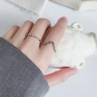 925 Sterling Silver Retro V-shape Open Ring Silver - No.12