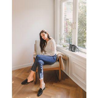 Plus Size Washed Slim-fit Jeans