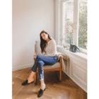 Plus Size Washed Slim-fit Jeans