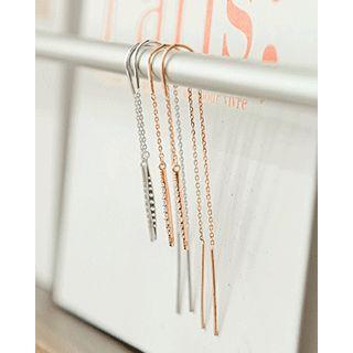Rhinestone-bar Thread Earrings