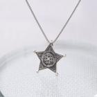 925 Sterling Silver Clover Star Necklace Dark Gray - One Size