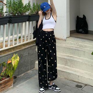 Halter Top / Floral Print Wide-leg Pants