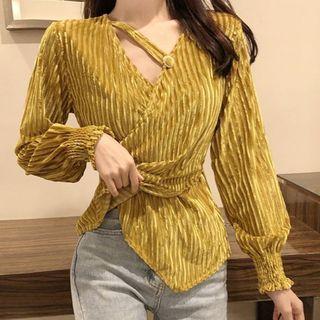 Balloon-sleeve V-neck Top