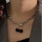 Layered Rhinestone Necklace Cherry - One Size