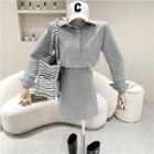 Long-sleeve Open-back A-line Polo Dress