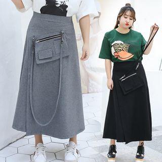 Bag-applique Midi A-line Skirt