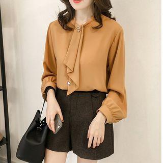 Lantern Sleeve Chiffon Shirt