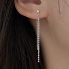 Chained Fringed Earring With Ear Plug - 1 Pair - Tassel Earring - Silver - One Size