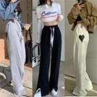 Drawstring Waist Applique Wide-leg Pants