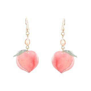 Heat Shrink Plastic Peach Dangle Earring