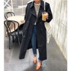 Double-breasted Raglan-shoulder Long Trench Coat