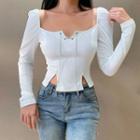 Square Neck Chain Detail Crop Top
