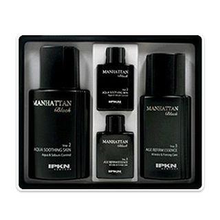 Ipkn - Manhattan Black Set: Aqua Soothing Skin 130ml + Age Refirm Essence 110ml