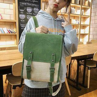 Two-tone Linen Backpack