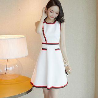 Contrast Trim A-line Mini Dress