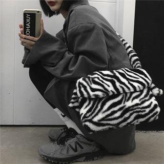 Fluffy Zebra Print Crossbody Bag
