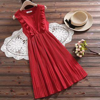 Ruffled Sleeveless Midi A-line Chiffon Dress
