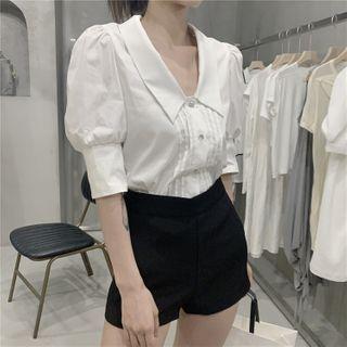 V-neck Puff Short-sleeve Shirt