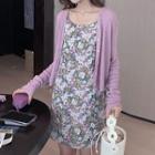 Floral Print Midi A-line Skirt / Spaghetti Strap Floral Print A-line Dress