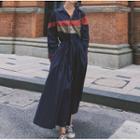 Long-sleeve Color-block Maxi Dress