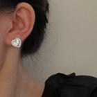Heart Rhinestone Earring 1 Pair - Transparent White - One Size