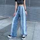 Straight Leg Contrast Line Jeans