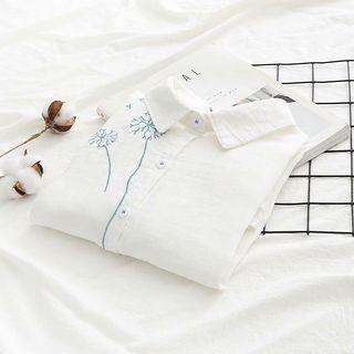 Long-sleeve   Dandelion Embroidered Shirt