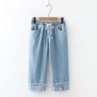 Embroidered Denim Shorts / Wide-leg Jeans / Short-sleeve Print T-shirt