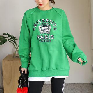 Raglan-sleeve Lettering Varsity Sweatshirt