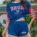 Set: Bikini + Lettering Short-sleeve T-shirt + Shorts