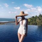 Open-back Plunge-neck Tied Swimsuit