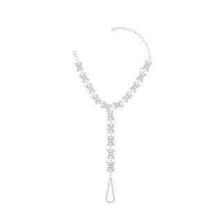 Rhinestone Anklet H0072 - 1 Pc - Silver - One Size