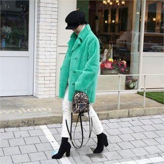 Double-breasted Fuax-fur Jacket