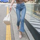 Slit-back Washed Boot-cut Jeans