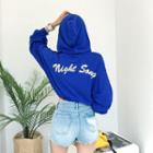 Hood Drawstring-hem Lettering Pullover