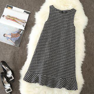 Ruffle-trim Sleeveless Mini Pinafore Dress