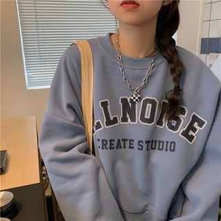 Round-neck Lettering Long-sleeve Cropped Sweatshirt