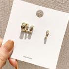 Non-matching Rhinestone Hoop Earring 1 Pair - 925 Silver Needle - One Size
