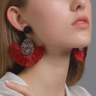 Rhinestone Fringed Alloy Dangle Earring