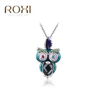 Embellished Owl Pendant Necklace As Shown In Figure - One Size