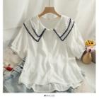 Two Tone Lace Oversize Blouse White - One Size