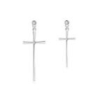 Simple Cross Earrings With Austrian Element Crystal Silver - One Size