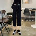 Fleece-lined Straight Leg Jeans / Cropped Jeans
