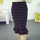 Dotted Knit Ruffle Trim Skirt